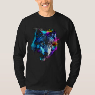 T-shirt Art de loup coloré - oeuvre d'art motif animal lou