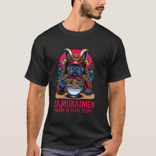 T-shirt Art de mème de bouledogue français samouraï mangea