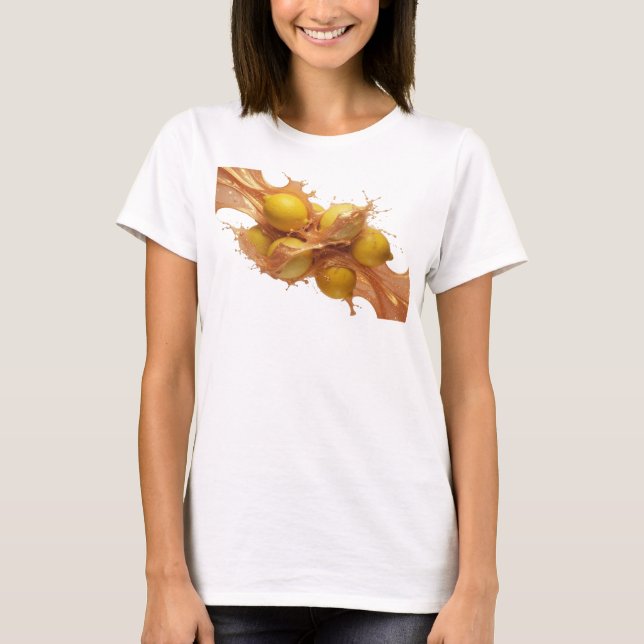 T-shirt Art de mode abstrait de citrons orange accrocheur (Devant)