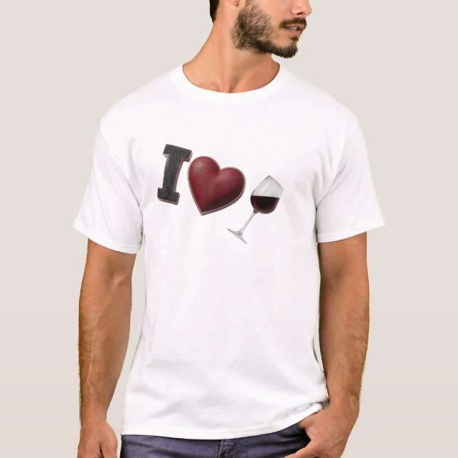 T-shirt Art de mode I LOVEW WINE noir expressif (Devant)