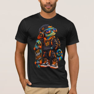 T-shirt Art de mode urbaine de skater Caméléon Néon