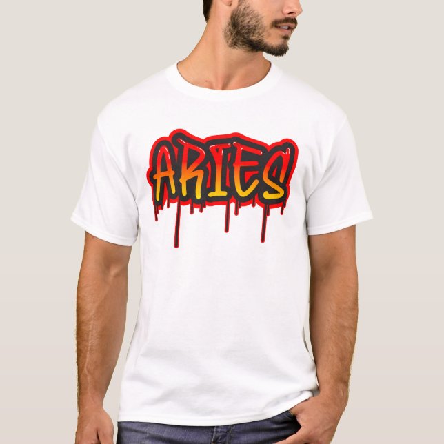 T-shirt Art de mot dégoulinant du signe de feu du Bélier e (Devant)