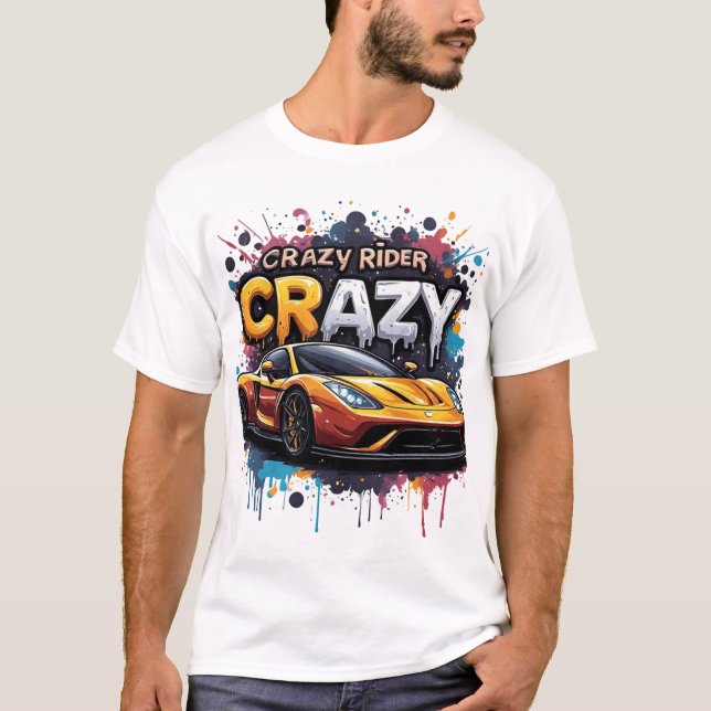 T-shirt Art de moto Graffiti Urbain Cavalier Fou (Devant)