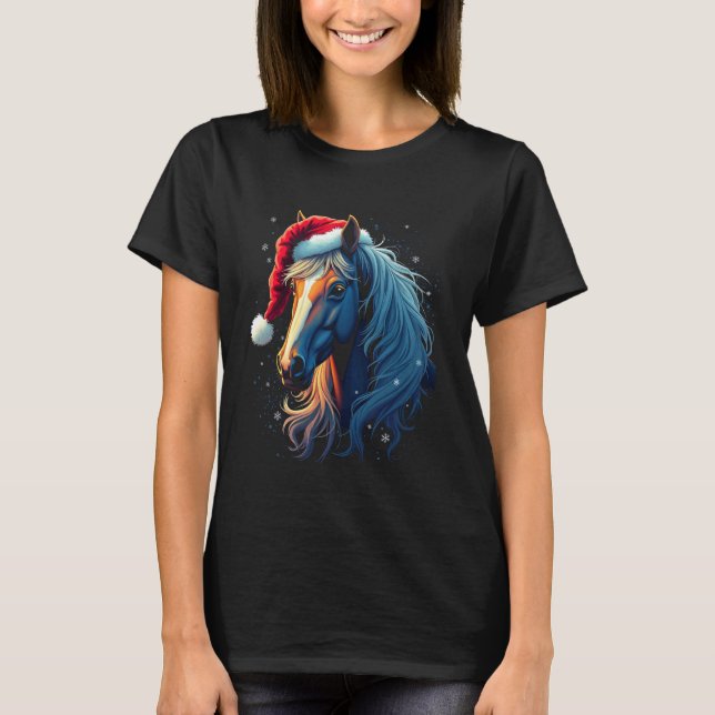T-shirt Art de Noël de chevaux (Devant)