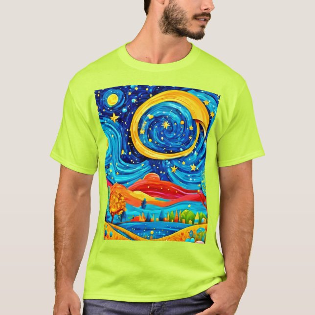 T-shirt Art de nuit étoilé (Devant)