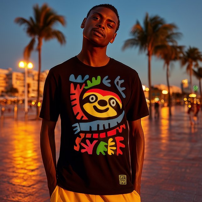 T-shirt Art de paresseux néon – Conception d'animal de jun (Créateur téléchargé)