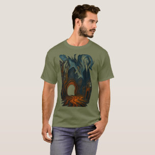 T-shirt Art de paysage urbain sombre surréaliste avec figu