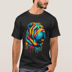 T-shirt Art de peinture dégoulinante Shar-Pei chinois Shar