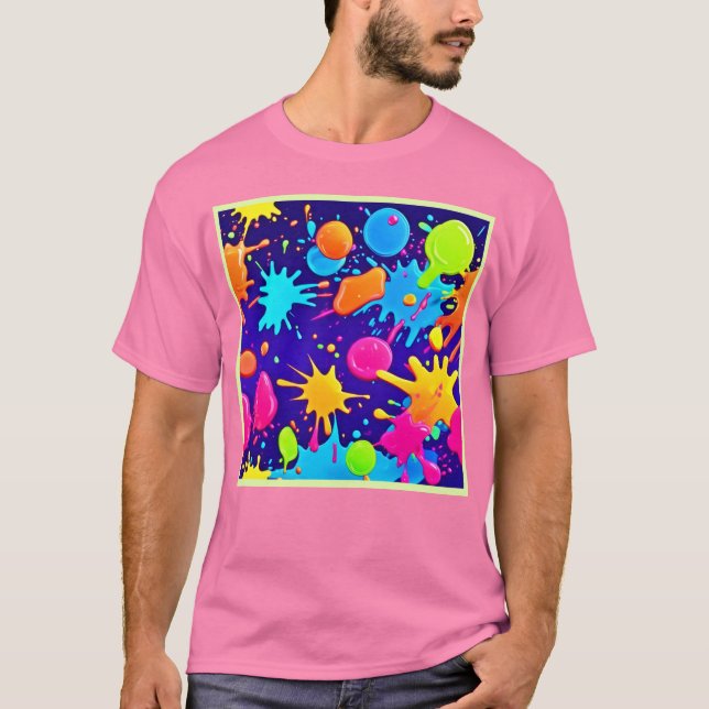 T-shirt Art de peinture néon vibrant (Devant)