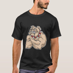 T-shirt Art de personnage de bouledogue musclé de gym moti