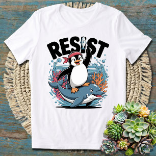 T-shirt Art de pingouin de protestation drôle Activisme de