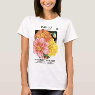 T-shirt Art de pochette de graines vintage, fleurs de jard