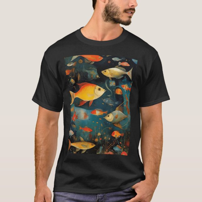 T-shirt Art de poisson abstrait (Devant)