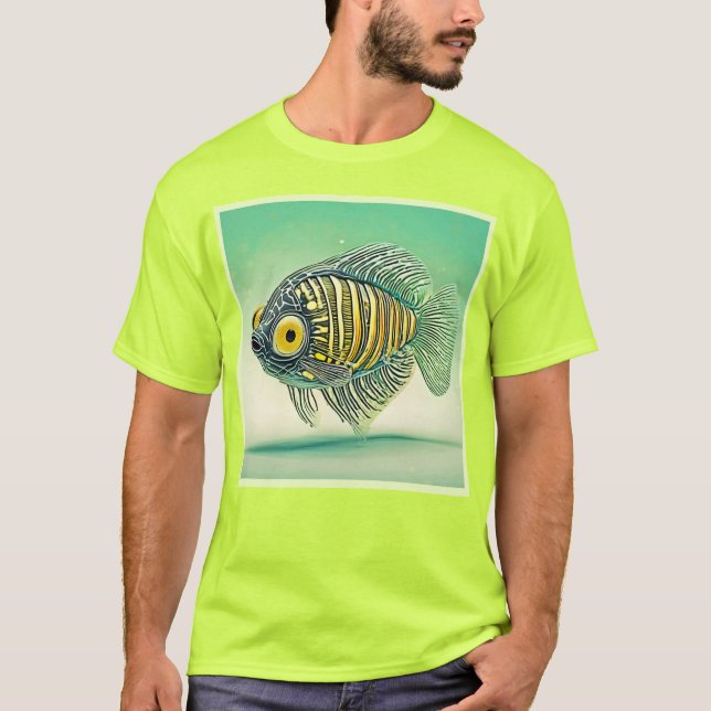 T-shirt Art de poisson stylisé (Devant)