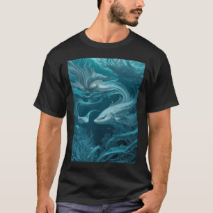 T-shirt Art de poissons bizarres turquoise