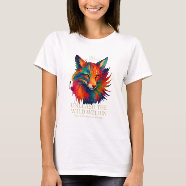 T-shirt Art de renard coloré (Devant)