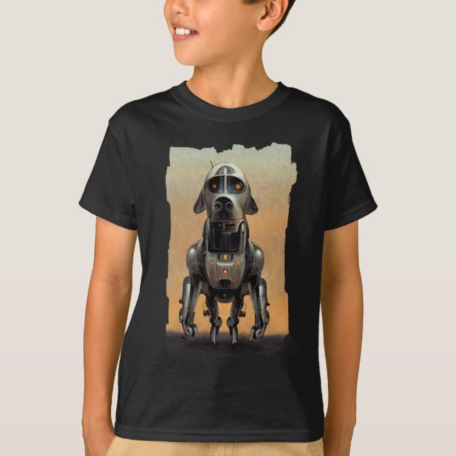T-shirt Art de science-fiction | Portrait d'un chien robot (Devant)