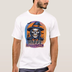 T-shirt Art de sorcière de crâne effrayant Halloween-88888