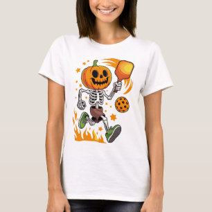 T-shirt Art de sport de citrouille de squelette de pickleb
