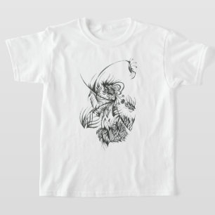 T-shirt Art de tatouage tribal abstrait noir et blanc abei