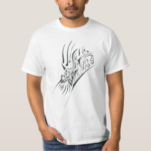 T-shirt Art de tatouage tribal abstrait noir et blanc fami