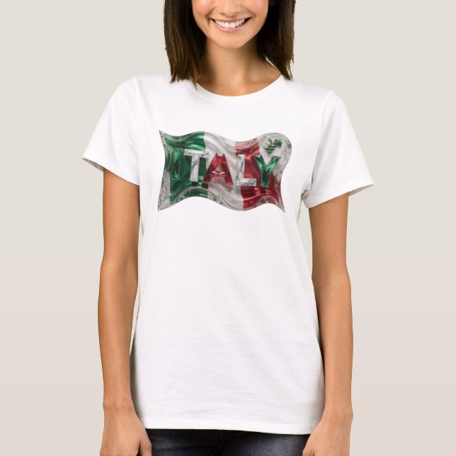 T-shirt Art de texte 3D argent moderne ITALIE (Devant)