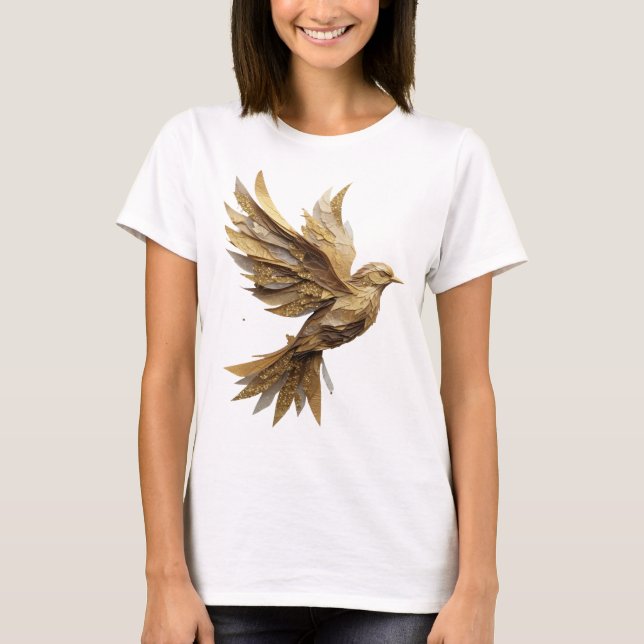 T-shirt Art de texte 3D Bold Silver GOLDEN BIRD (Devant)