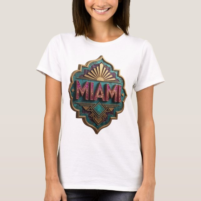 T-shirt Art de texte 3D Edgy Rose MIAMI (Devant)