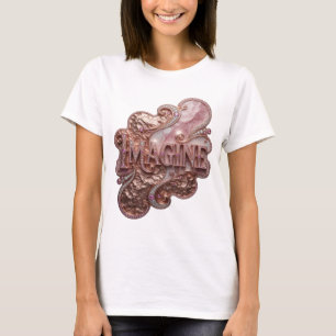 T-shirt Art de texte 3D en or élégant IMAGINE