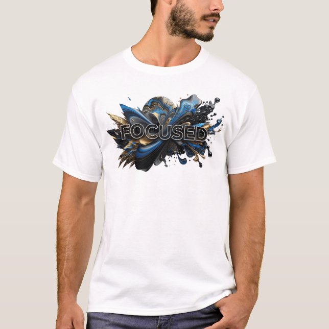 T-shirt Art de texte 3D FOCUSED de la Marine moderne (Devant)
