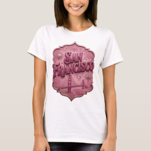 T-shirt Art de texte 3D rose propre SAN FRANCISCO