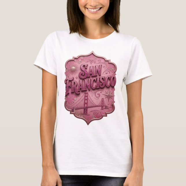 T-shirt Art de texte 3D rose propre SAN FRANCISCO (Devant)