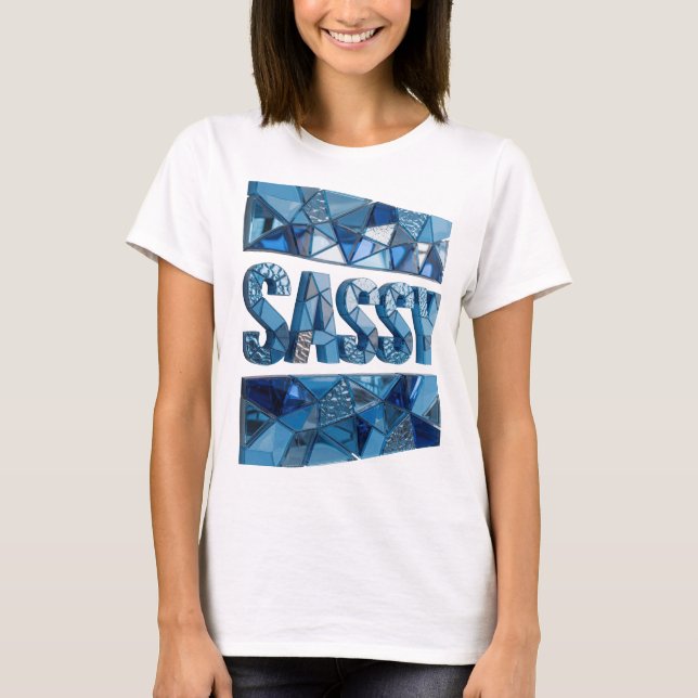 T-shirt Art de texte 3D SASSY bleu clair (Devant)