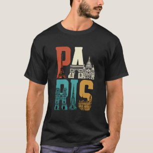 T-shirt Art de typographie de Paris   Monuments parisiens 