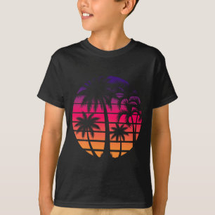 T-shirt Art de vacances sur la plage de palmiers au couche