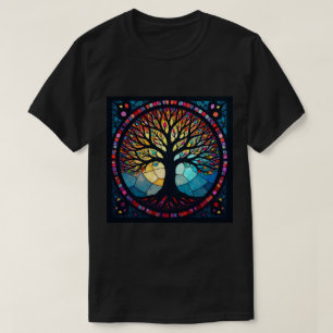T-shirt Art de verre coloré, Arbre de Vie en verre coloré