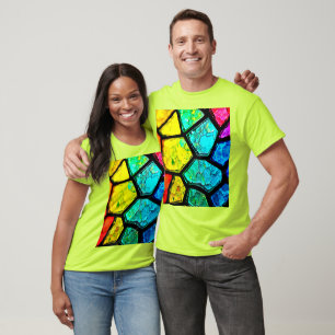 T-shirt Art de verre coloré arc-en-ciel fissuré