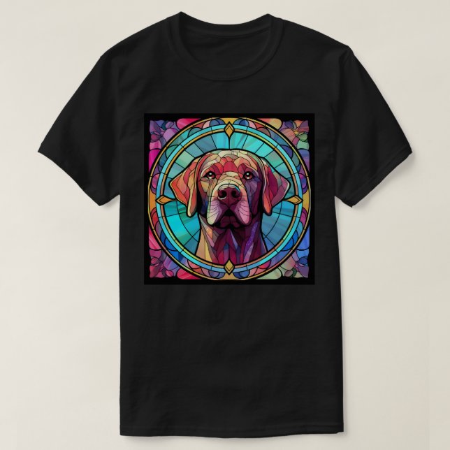 T-shirt Art de verre teinté de Labrador (Design devant)