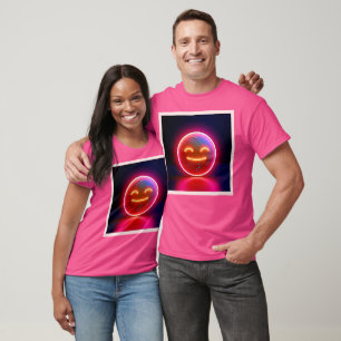T-shirt Art de visage heureux avec néon