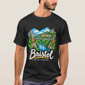 T-shirt Art de voyage à Bristol dessiné à la main Royaume-
