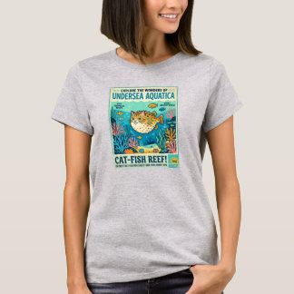 T-shirt Art de voyage rétro de poisson-chat Aquatica sous-