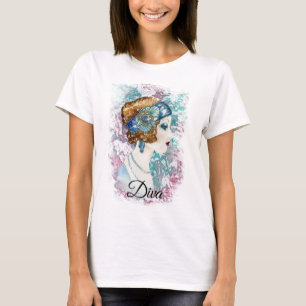 T-shirt Art Déco Années Mode Diva Aquarelle Art