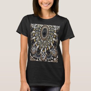 T-shirt art deco black and gold bohemian pattern