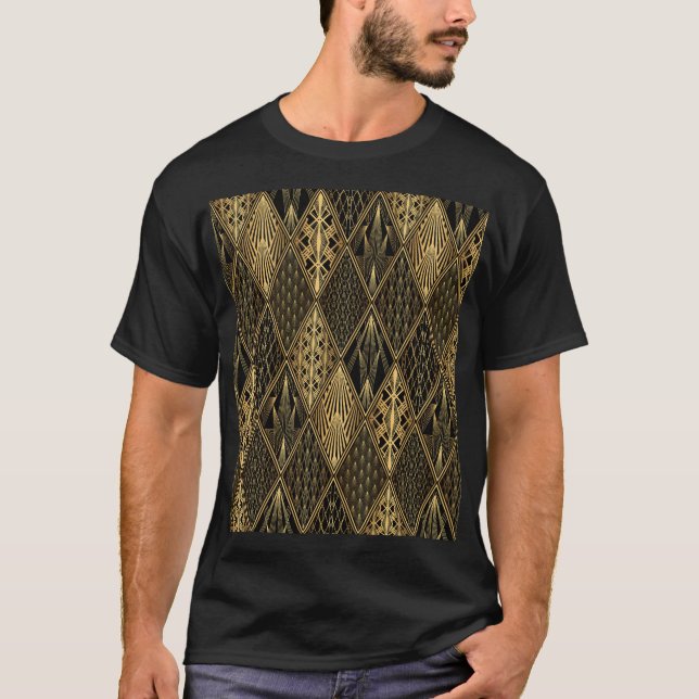 T-shirt Art Déco Black Gold Elegance (Devant)