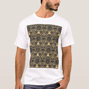 T-shirt Art Déco : Carreaux géométriques dorés.