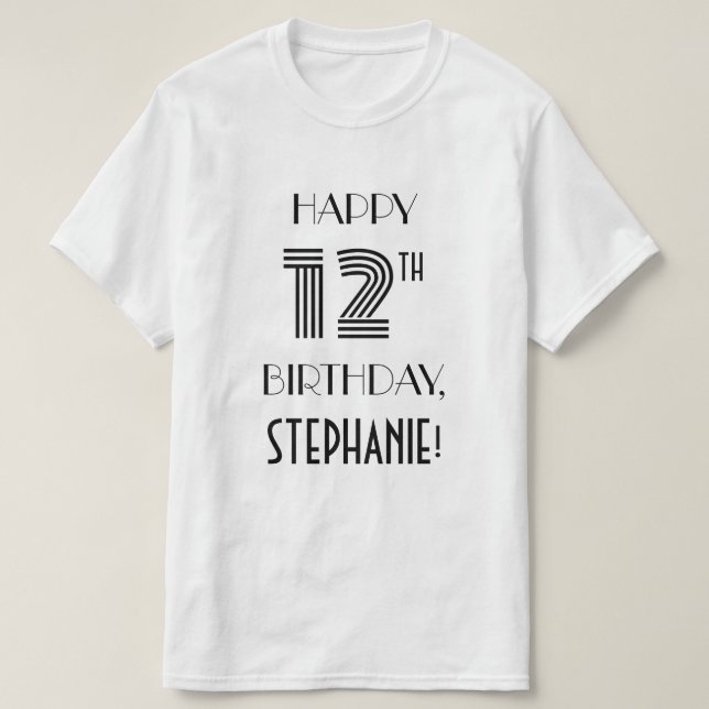 T-shirt Art Déco Inspiré Look 12e Anniversaire Fête Chemis (Design devant)