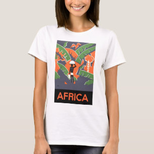 T-shirt Art Déco vintage de voyage, indigène dans la jungl