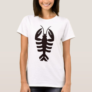 T-shirt Art Déco vintage fruits de mer, homard en noir
