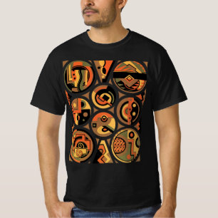 T-shirt Art Déco vintage pochoir jazz cercles géométriques