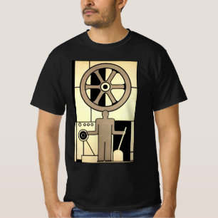 T-shirt Art Déco vintage roue d'affaires et travailleur de